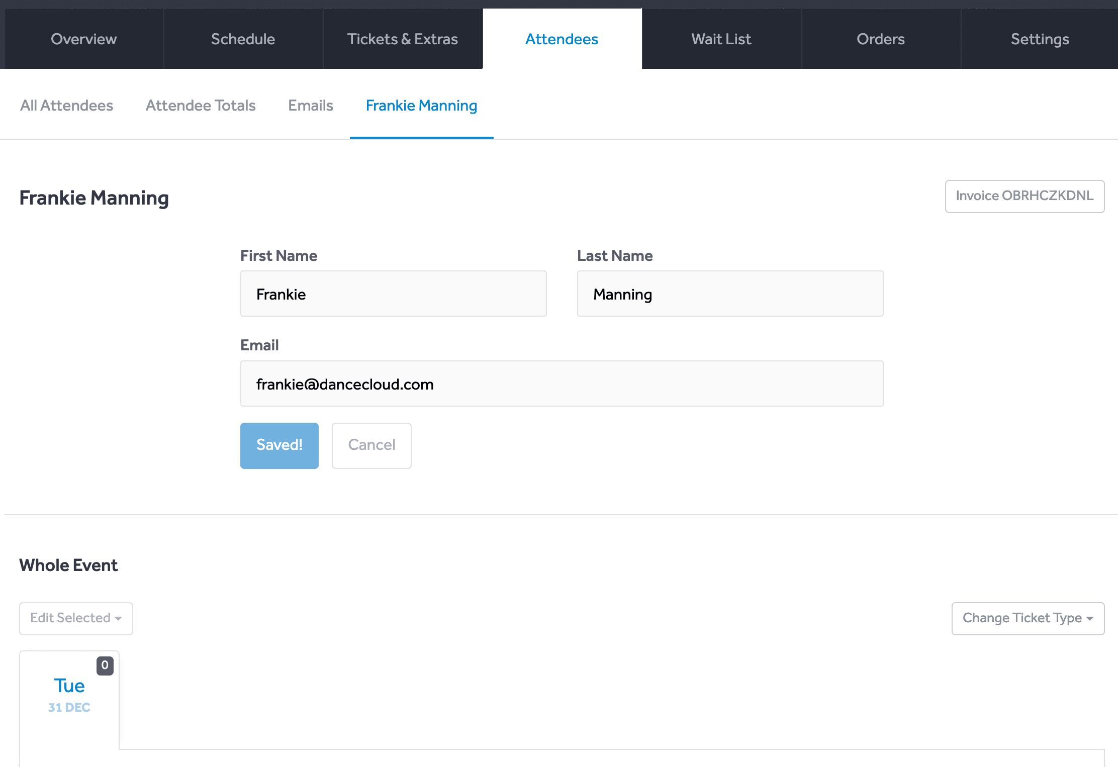 Attendee Page