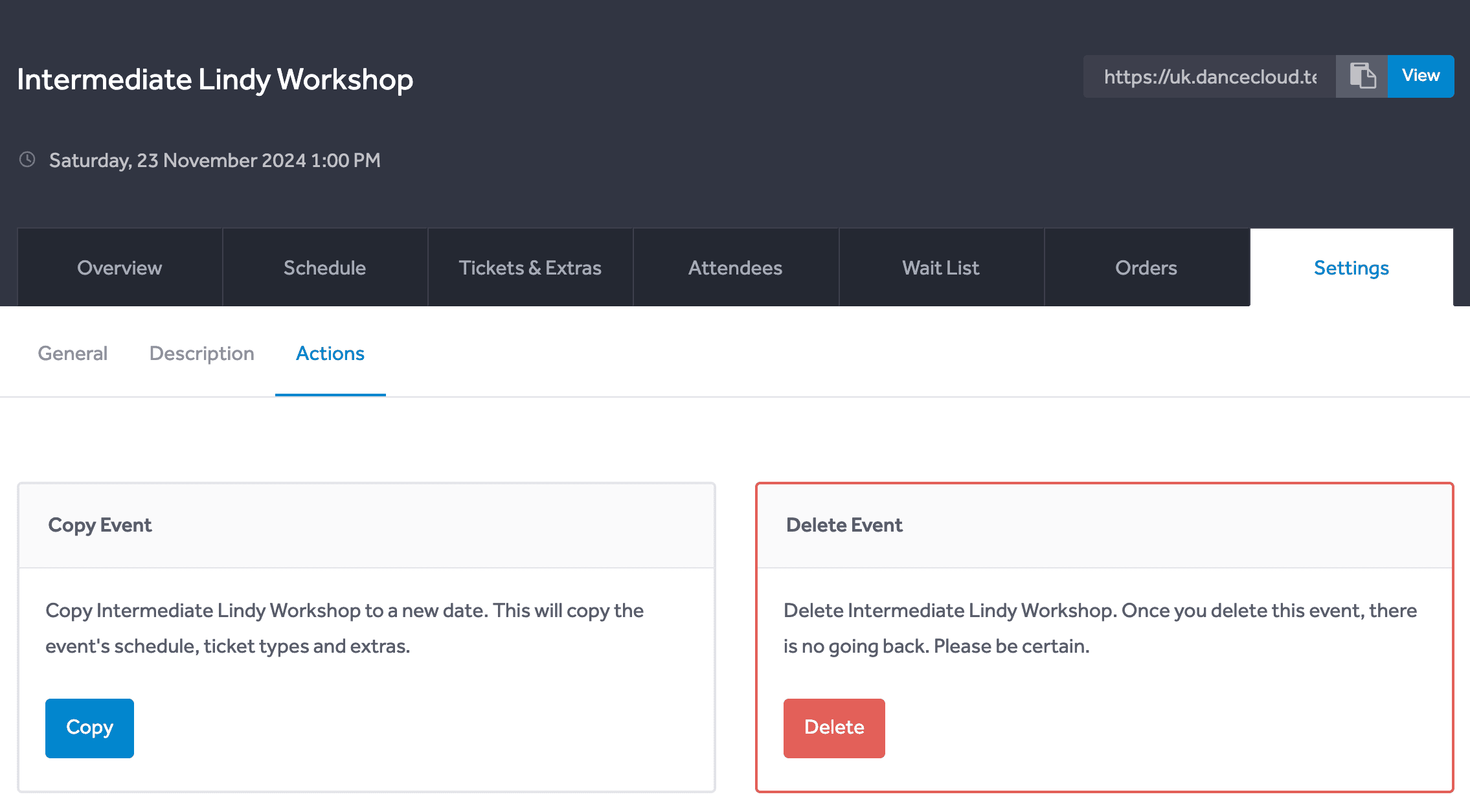 Actions Page
