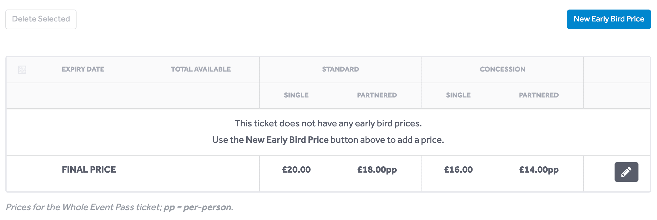 Early Bird Pricing 1